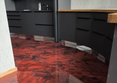 Design Fußboden Beschichtung Küche rot - Otten Fußbodentechnik GmbH & Co KG Referenz