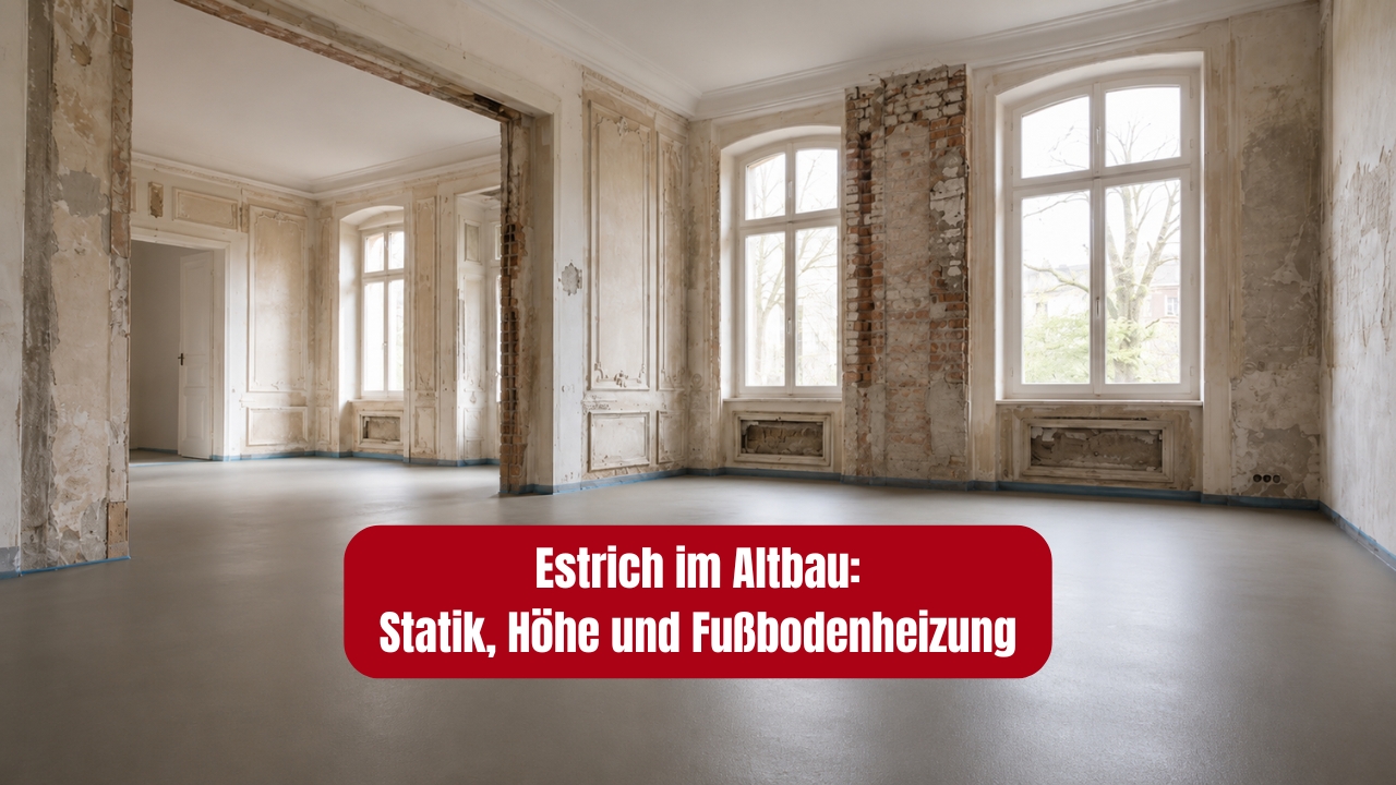 Estrich im Altbau: Statik, Höhe und Fußbodenheizung Hinweis: Bild wurde mit KI erstellt